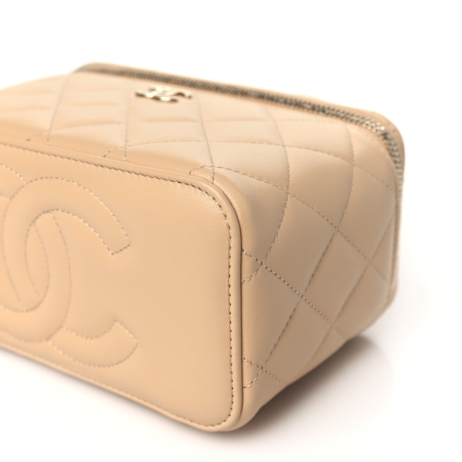 Chanel Lambskin Quilted Small Top Handle Vanity Case With Chain Beige 9 of 10
