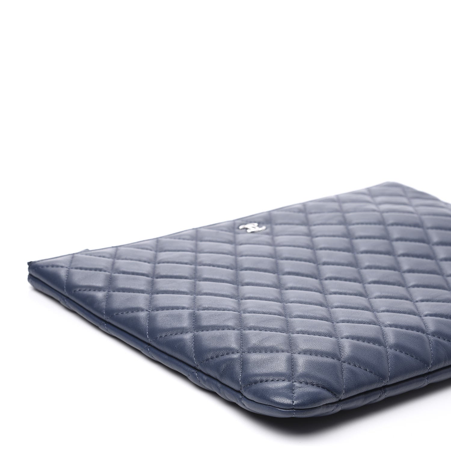 Chanel Lambskin Quilted Large Cosmetic Case Navy 7 of 10