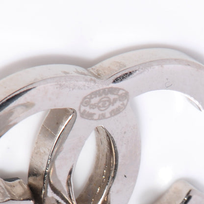 Chanel Black Stone CC Logo Clip On Earrings Silver 5 of 6