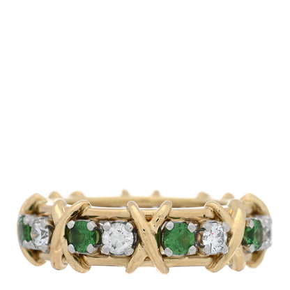 Tiffany 18K Yellow Gold Platinum Tsavorite Schlumberger Sixteen Stone Ring 49 5 3 of 5