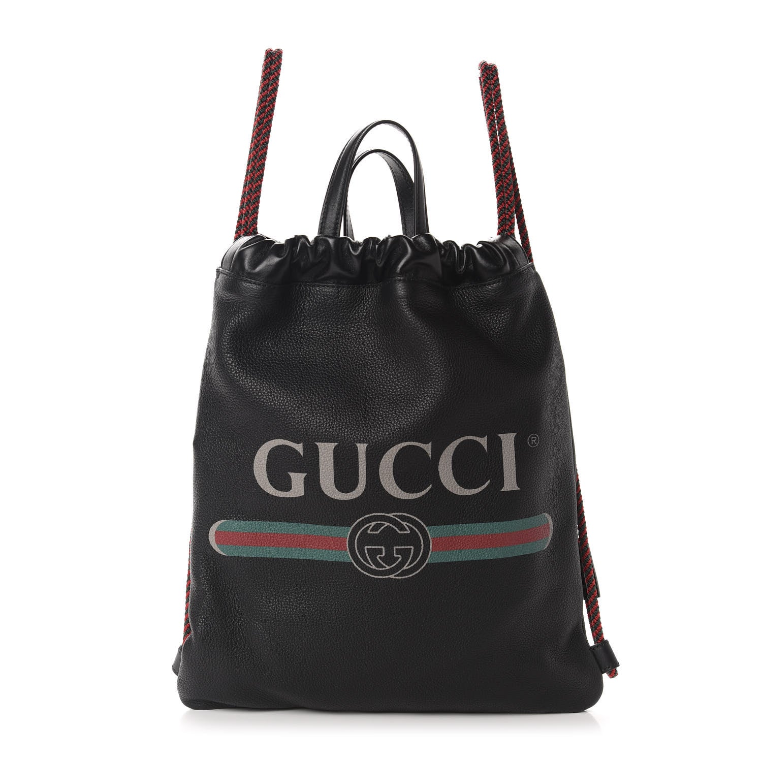 Gucci Calfskin Logo Drawstring Backpack Black 2 of 10