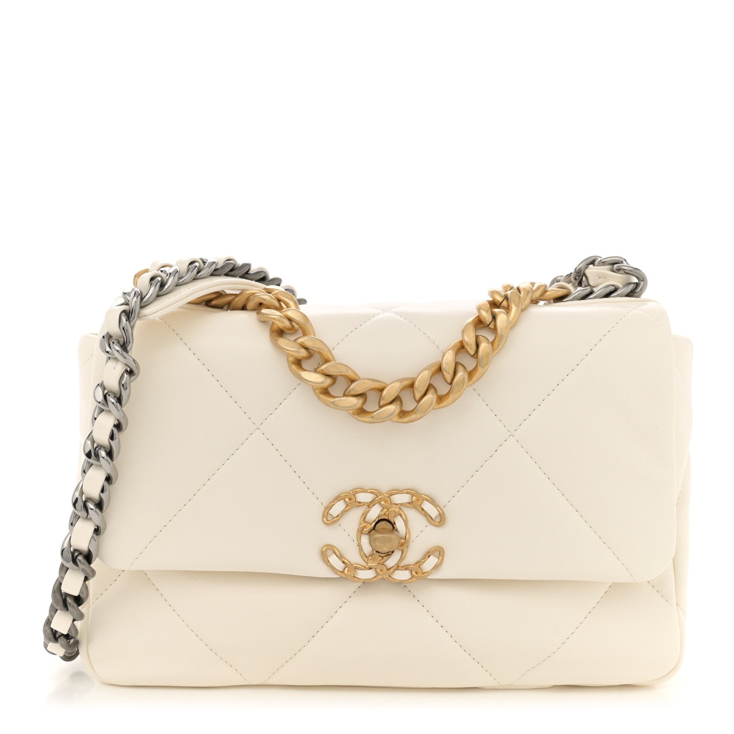 Chanel Lambskin Quilted Medium Chanel 19 Flap White 1 of 11