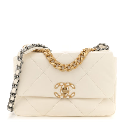 Chanel Lambskin Quilted Medium Chanel 19 Flap White 1 of 11