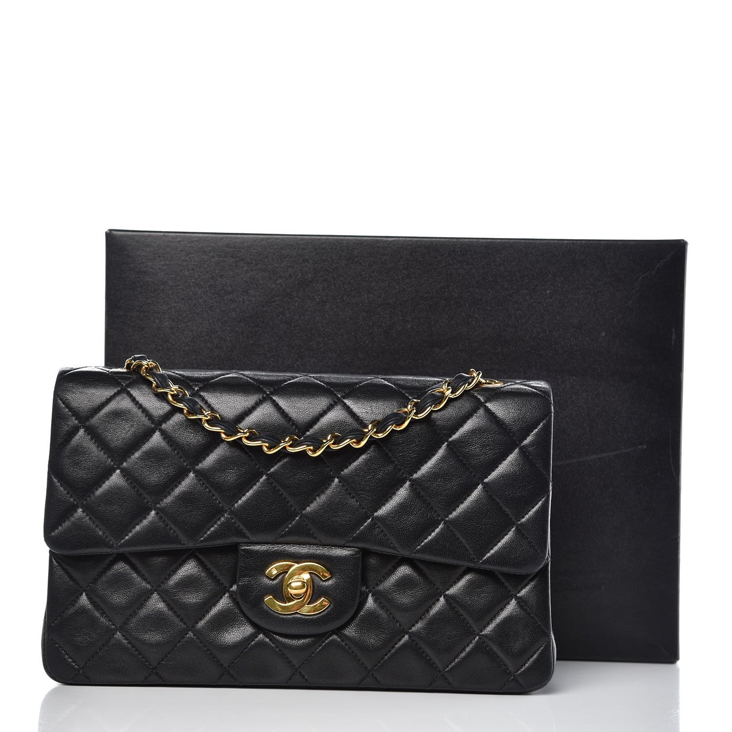 Lambskin Quilted Small Double Flap Black