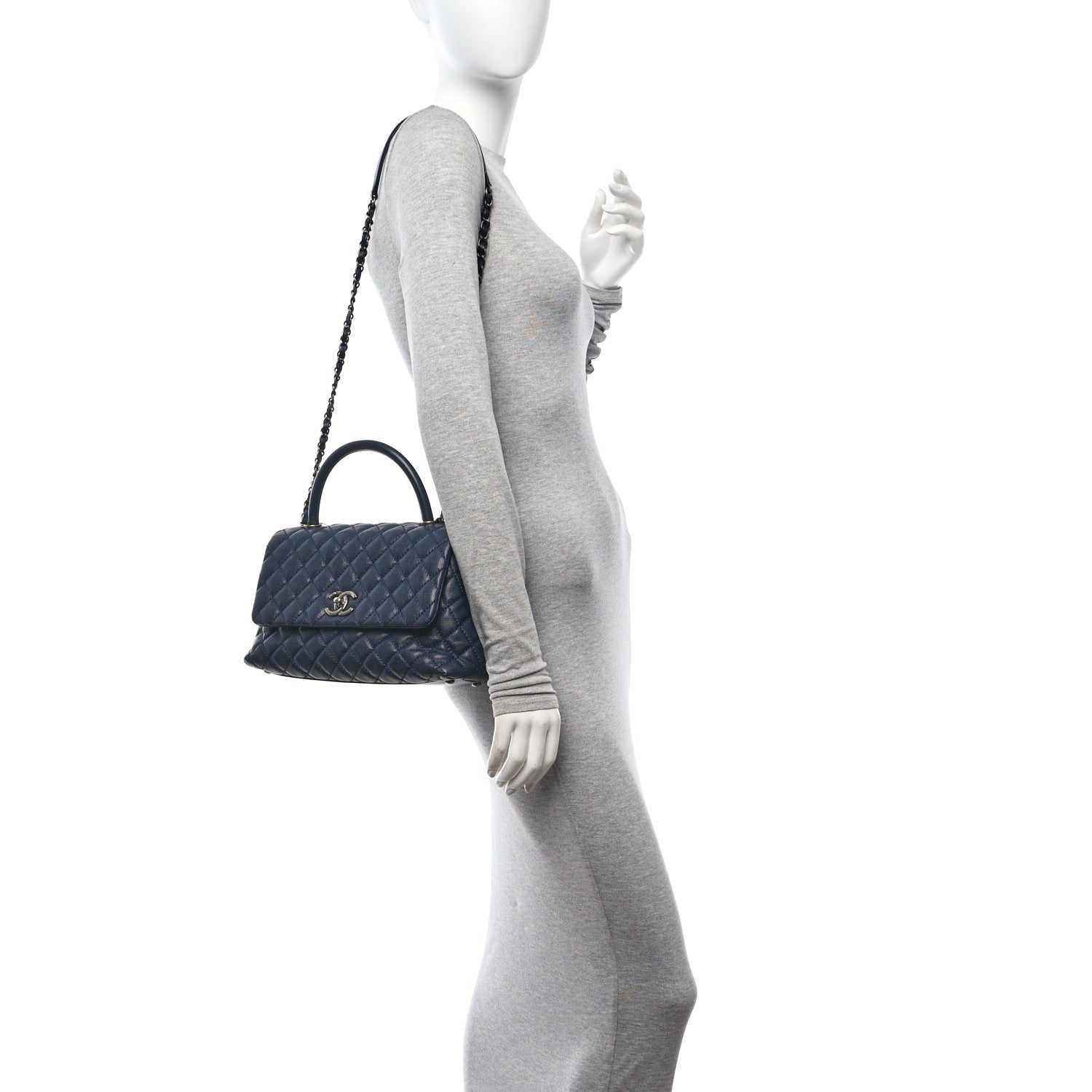 Chanel Caviar Quilted Small Coco Handle Flap Navy 2 of 13