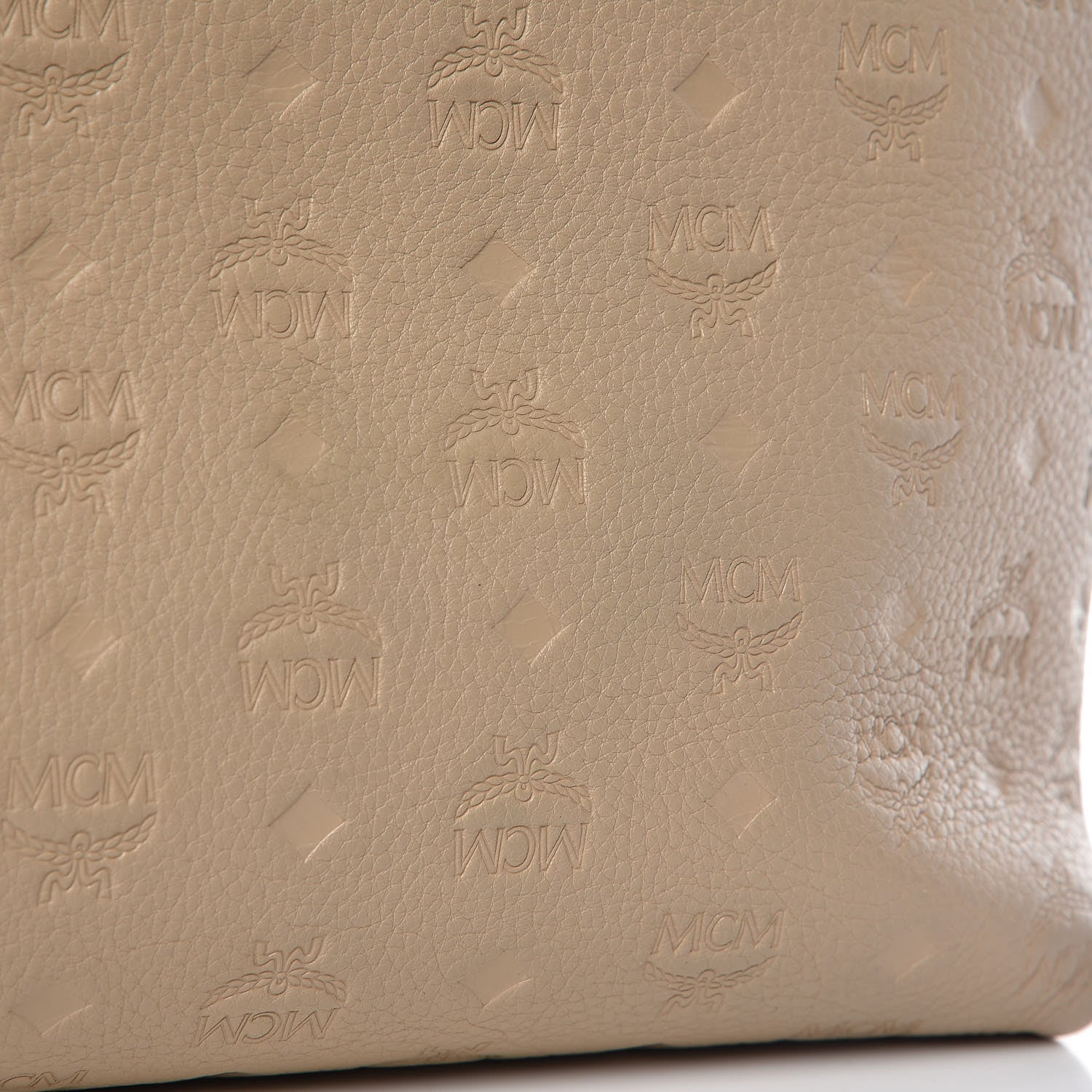 MCM Calfskin Ottomar Monogram Medium Klara Top Zip Tote New Beige 10 of 11