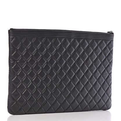 Chanel Caviar Quilted Large Boy Cosmetic Case Black 3 of 11