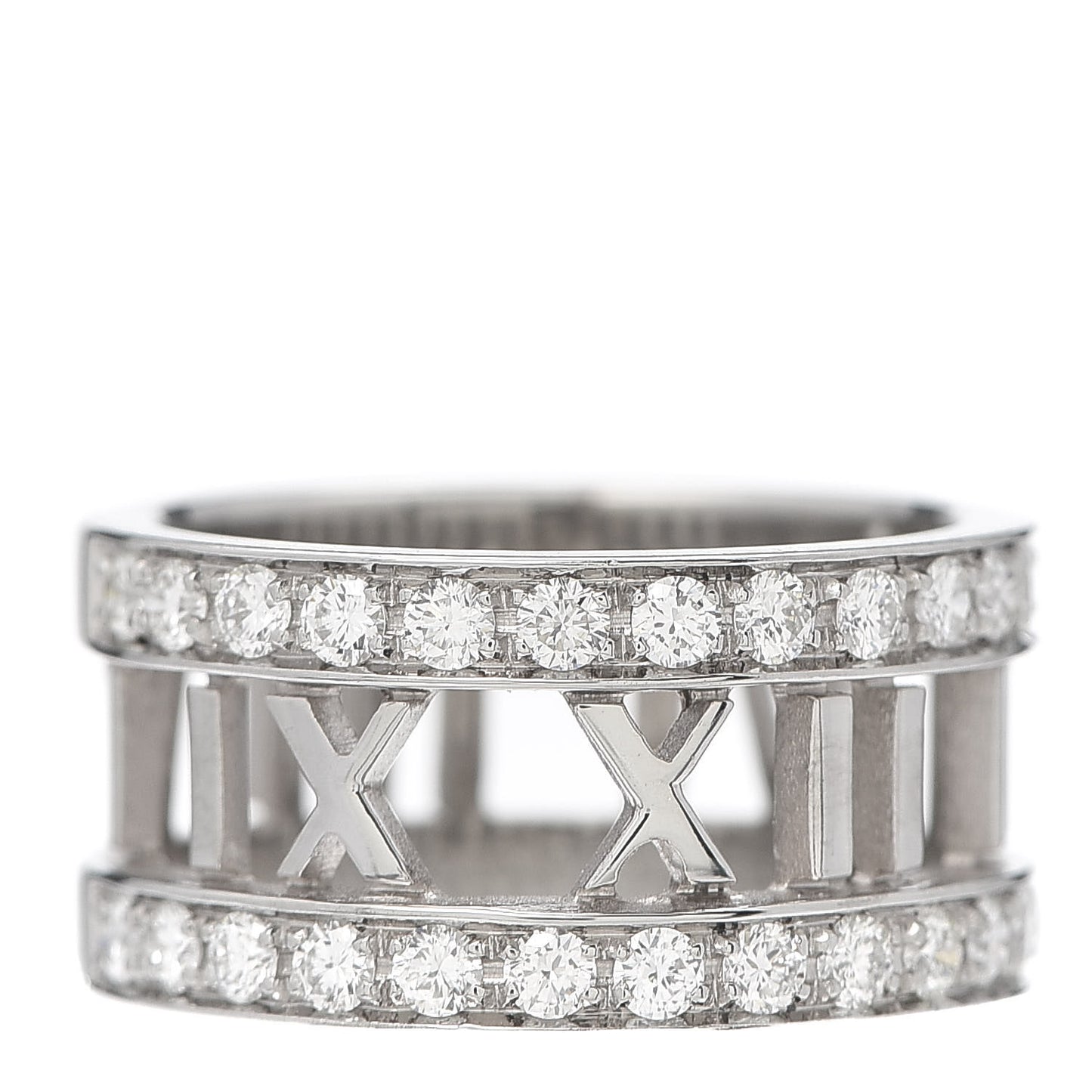 18K White Gold Diamond Wide Atlas Open Ring 47 4.25
