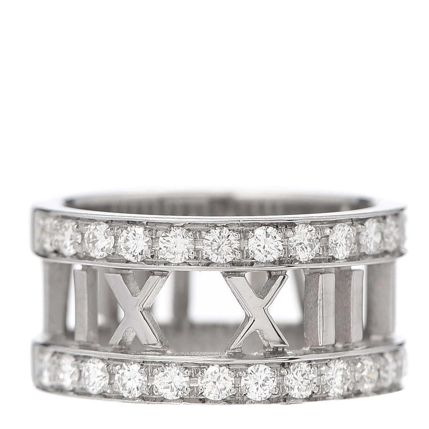 Tiffany 18K White Gold Diamond Wide Atlas Open Ring 47 4.25 1 of 9
