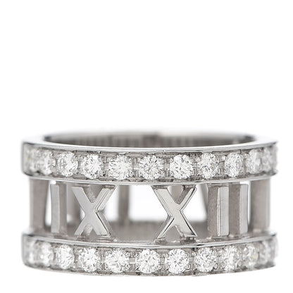 Tiffany 18K White Gold Diamond Wide Atlas Open Ring 47 4.25 1 of 9