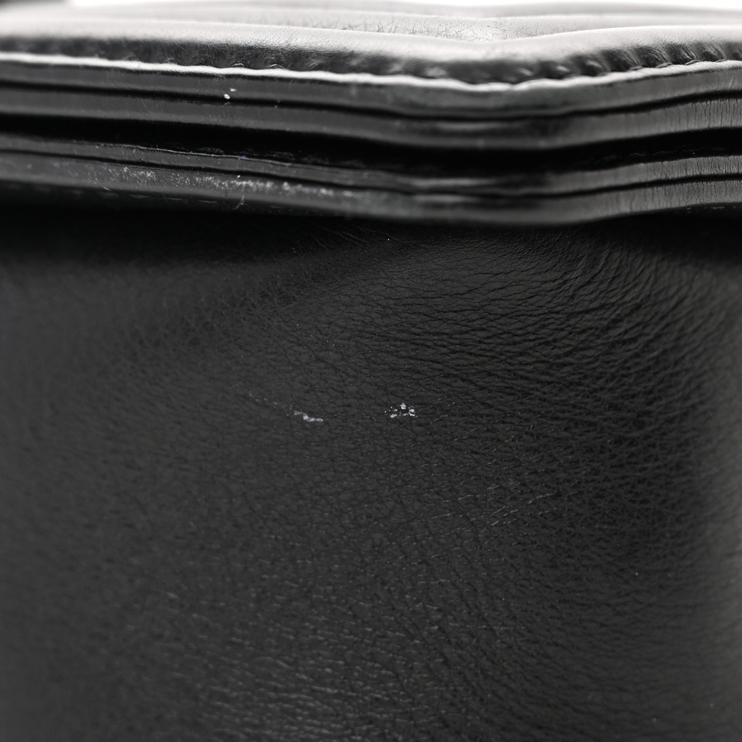 Calfskin Double Stitch Small Boy Flap Black