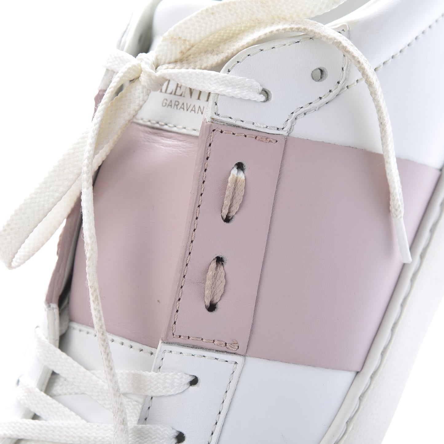 Calfskin Rockstud Open Sneakers 40 White Water Rose