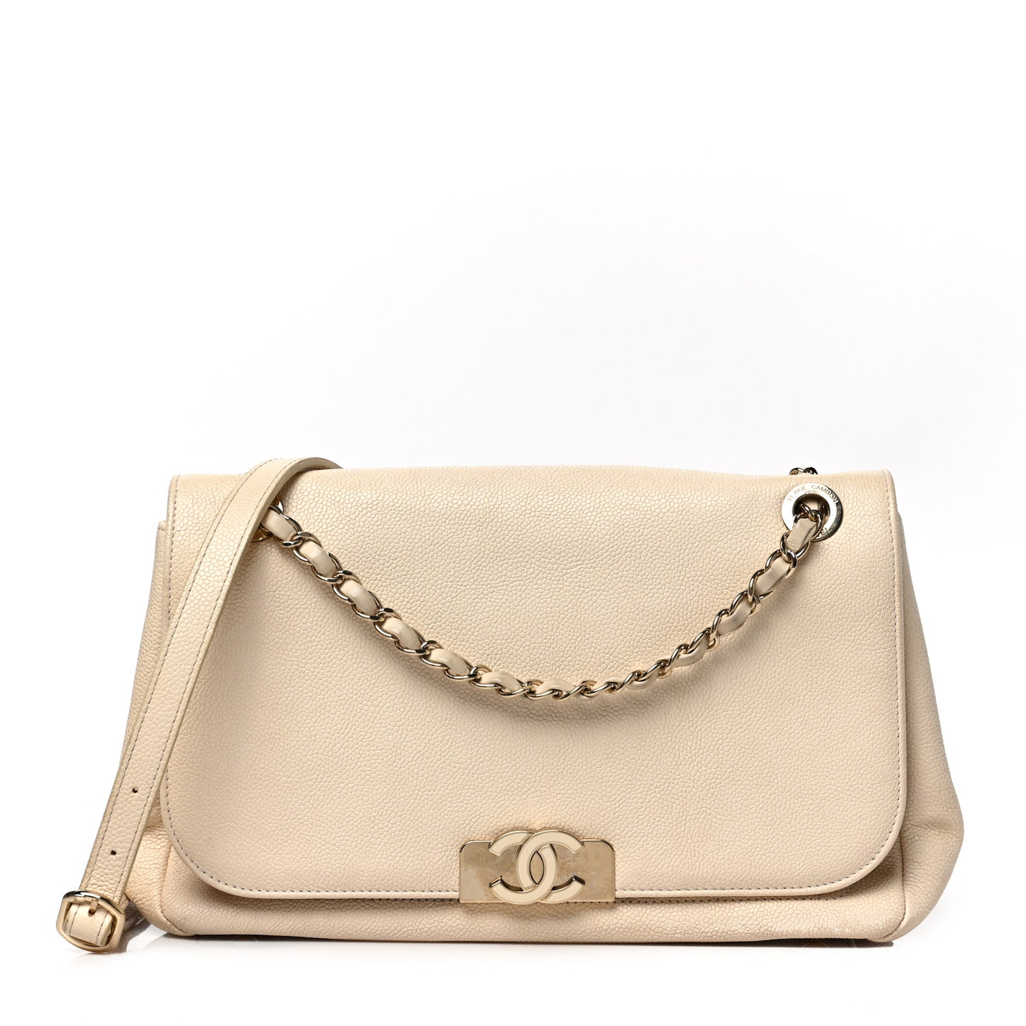 Caviar Quilted Small Flap Ivory