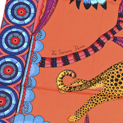 Hermes Cashmere Silk The Savana Dance Shawl 140 Vermillion Cobalt Violet 4 of 6