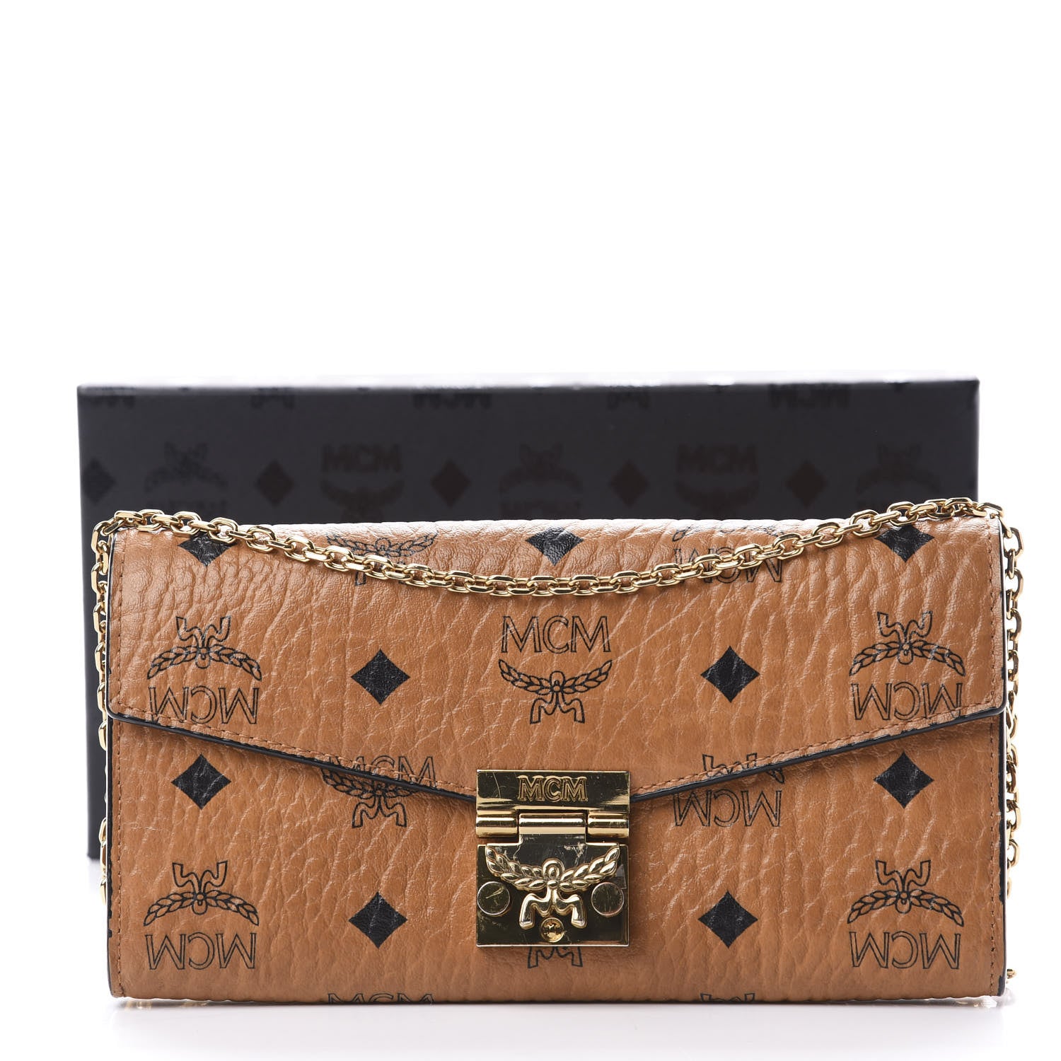 MCM Visetos Large Patricia Wallet On Chain Cognac 13 of 13