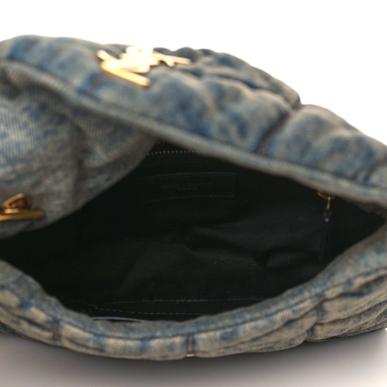 Saint Laurent Denim Quilted Toy Loulou Puffer Monogram Chain Satchel Blue Cinnamon 4 of 7