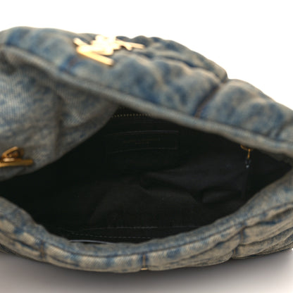 Saint Laurent Denim Quilted Toy Loulou Puffer Monogram Chain Satchel Blue Cinnamon 4 of 7