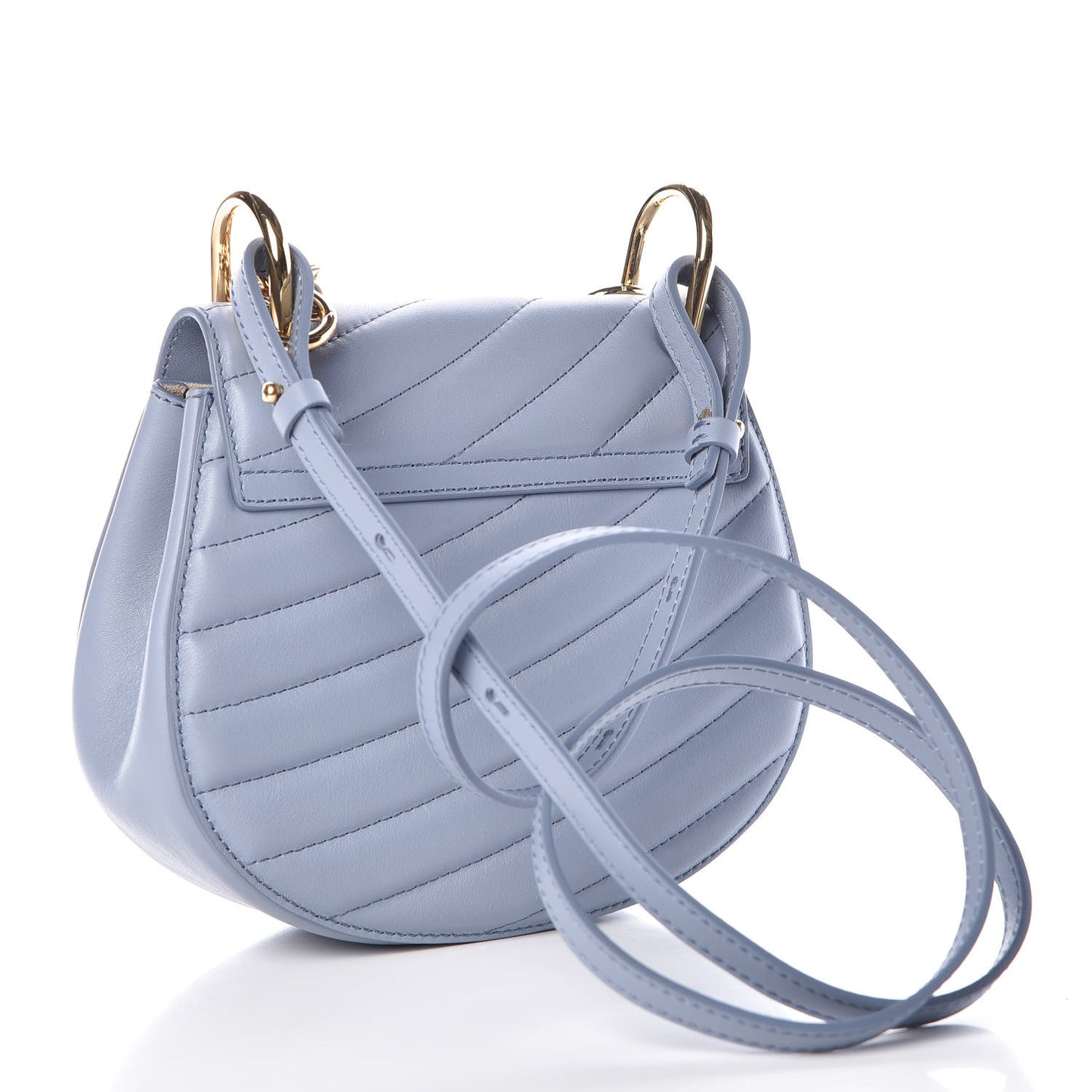 Calfskin Quilted Mini Drew Bijou Shoulder Bag Washed Blue