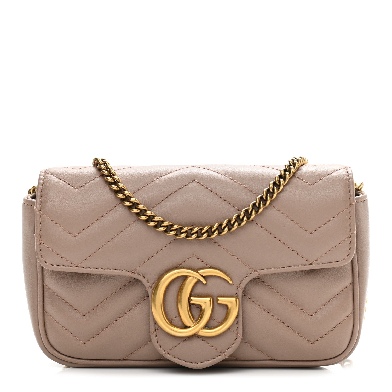 Gucci Calfskin Matelasse Super Mini GG Marmont Shoulder Bag Porcelain Rose 1 of 11