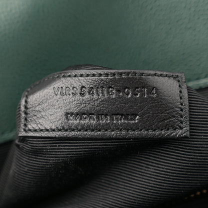 Saint Laurent Grain De Poudre Matelasse Chevron Large Monogram Satchel Dark Green 7 of 11