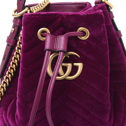 Gucci Velvet Matelasse GG Marmont Bucket Bag Fuchsia Violet Cyclamen 9 of 9