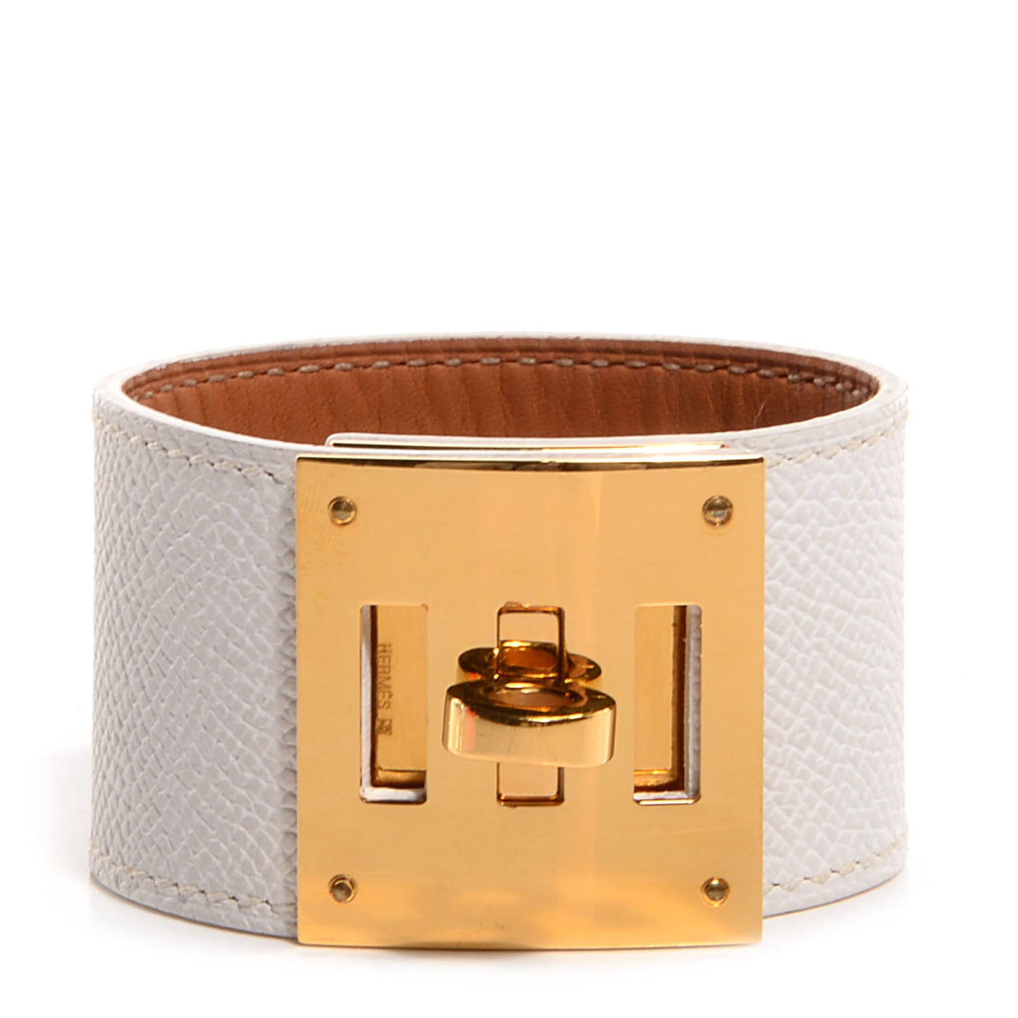 Epsom Kelly Dog Bracelet White