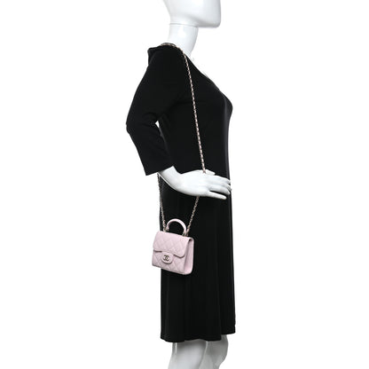 Chanel Lambskin Quilted Top Handle Clutch With Chain Light Pink 2 of 13