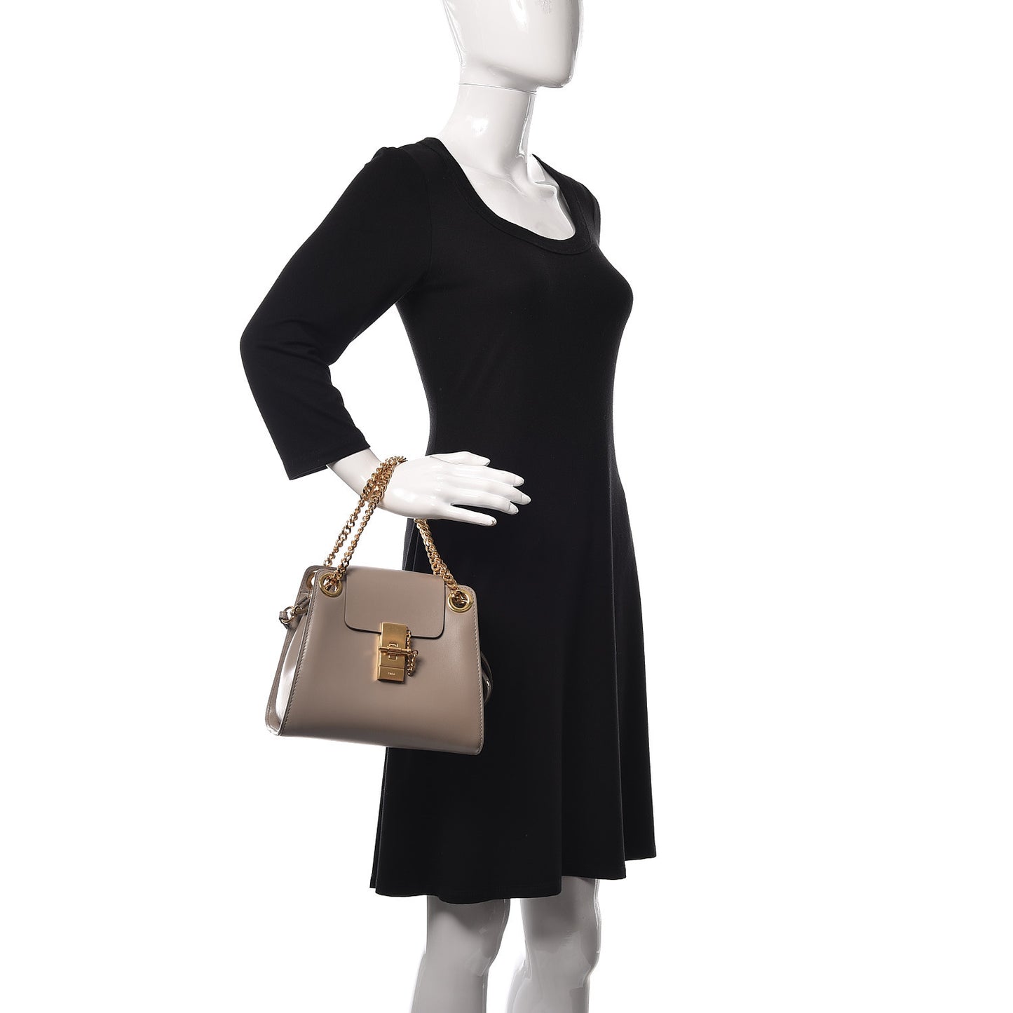 Shiny Calfskin Mini Annie Shoulder Bag Motty Grey