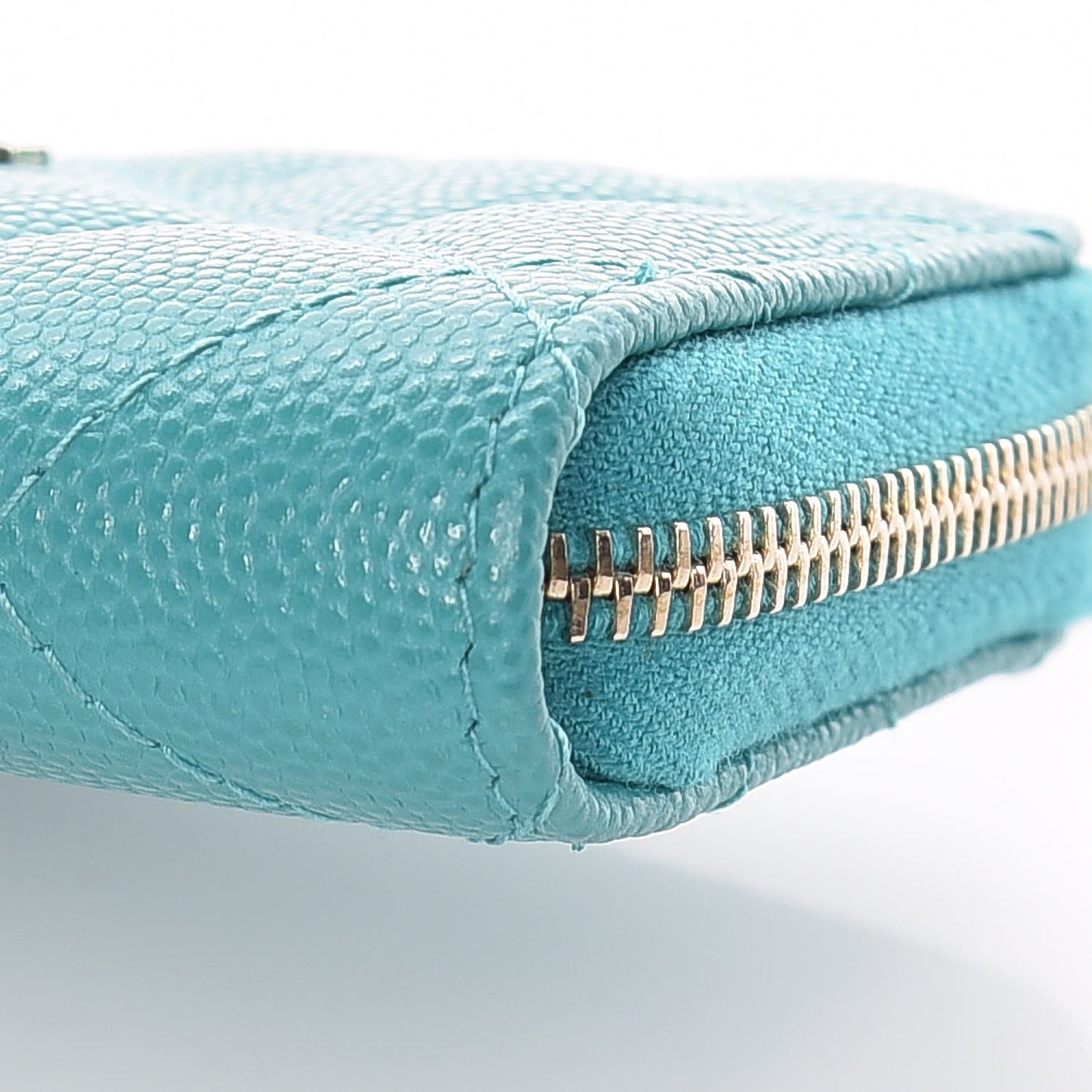 Caviar Quilted Zip Coin Purse Turquoise