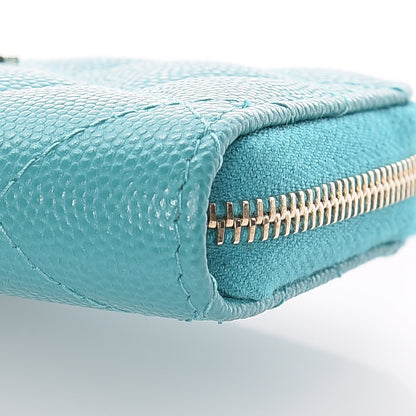 Chanel Caviar Quilted Zip Coin Purse Turquoise 9 of 10