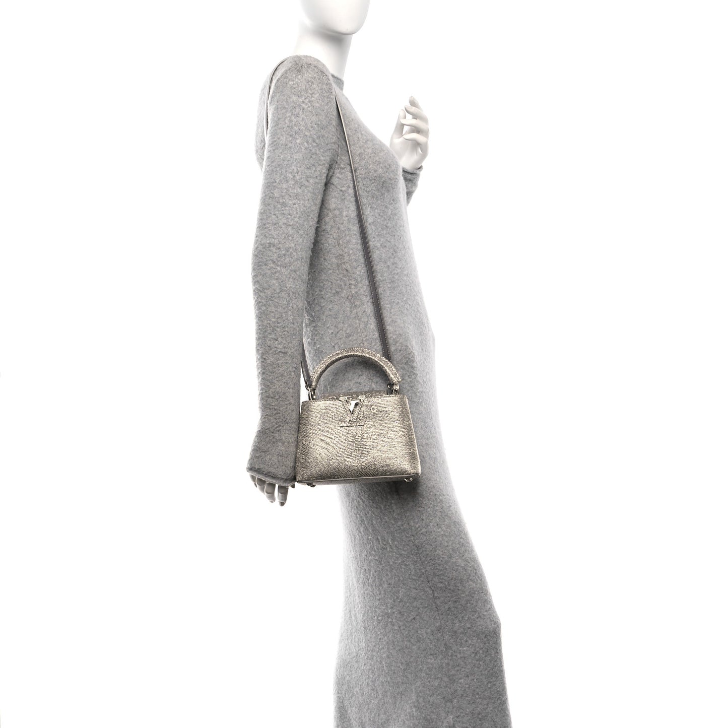 Lizard Mini Capucines Argento