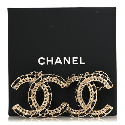 Chanel Lambskin CC Chain Drop Earrings Black Gold 5 of 5