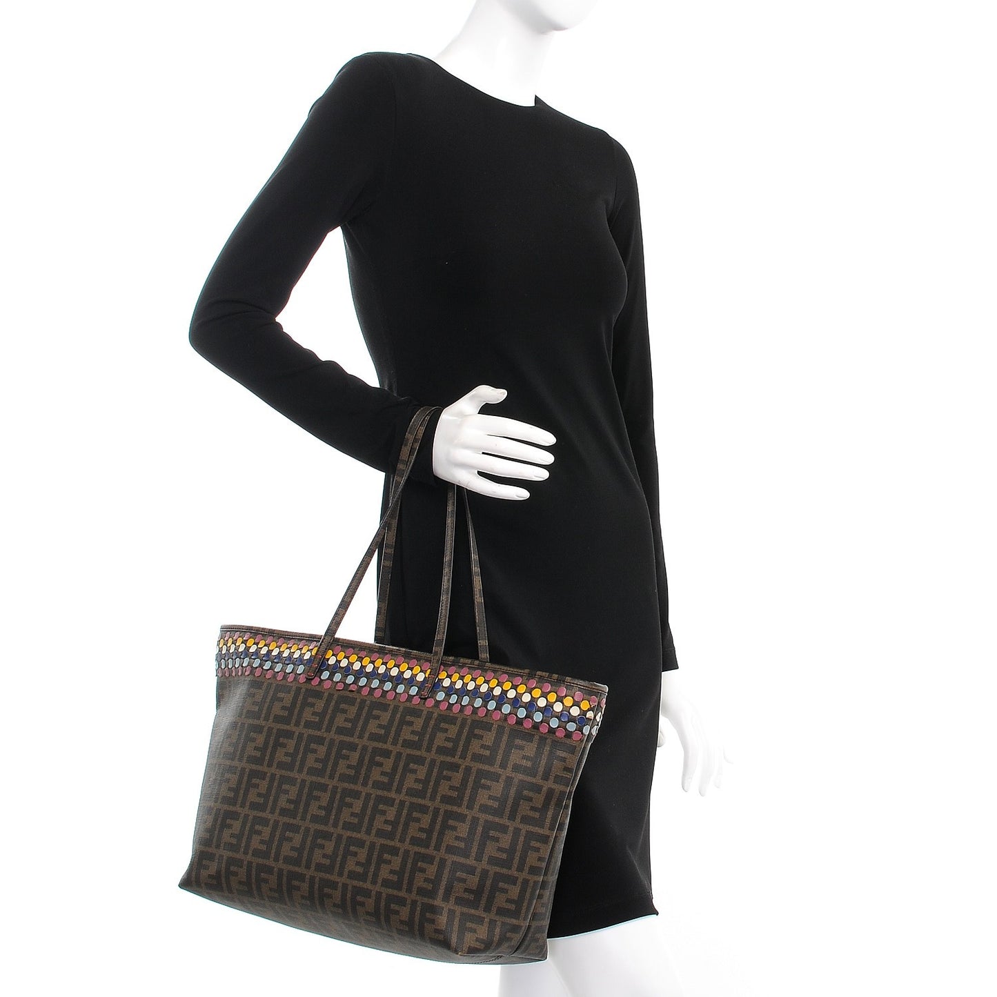 Zucca Spalmati Embroidered Large Roll Tote Tobacco Multicolor