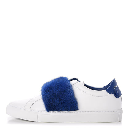 Givenchy Calfskin Mink Fur Womens Urban Street Sneakers 41 White Electric Blue 1 of 12