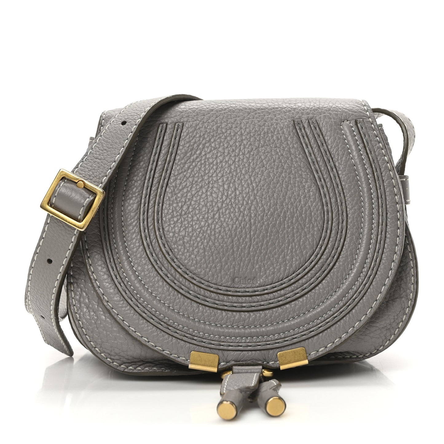 Calfskin Mini Marcie Round Crossbody Bag  Cashmere Grey