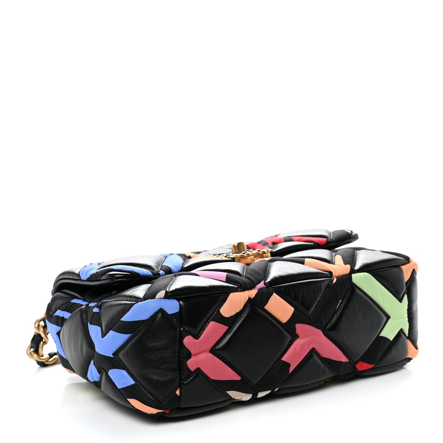 Lambskin Printed Fabric Medium Chanel 19 Flap Black Multicolor