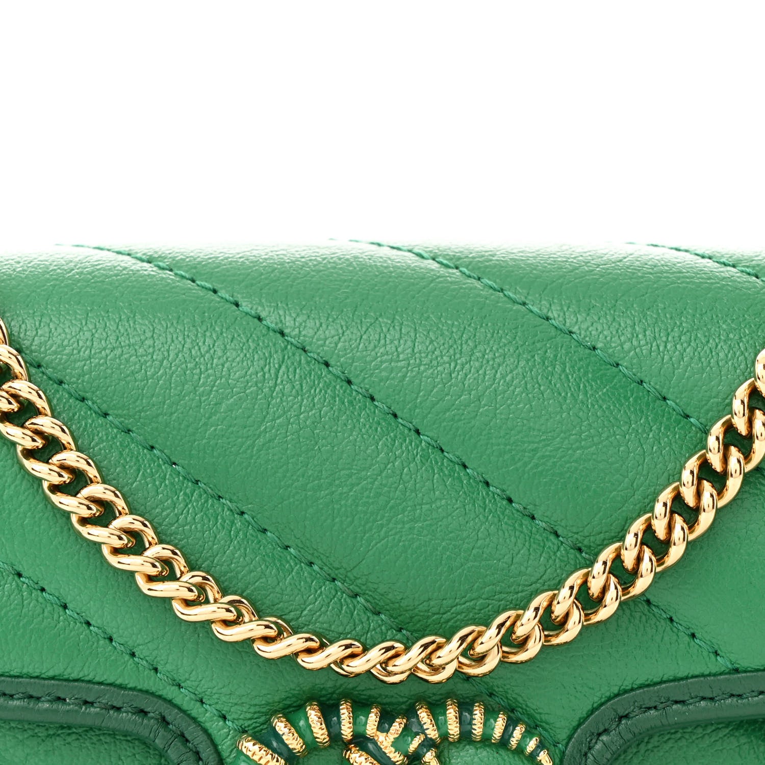 Gucci Azalea Calfskin Enamel Matelasse Diagonal Super Mini Torchon GG Marmont Shoulder Bag New Shamarock Emerald 8 of 10