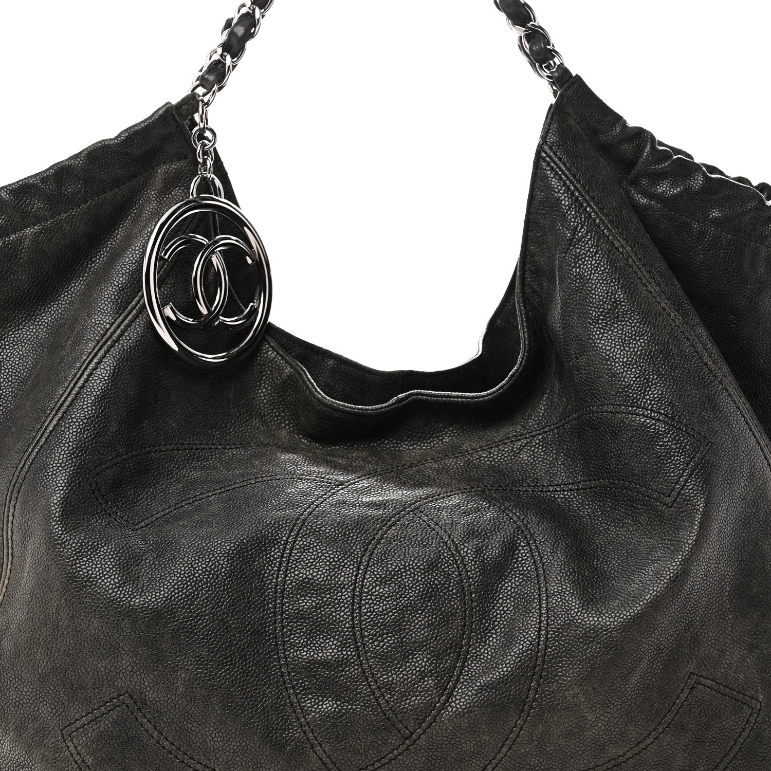 Chanel Distressed Caviar XL Coco Cabas Black 8 of 10