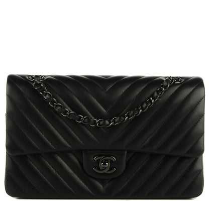 Chanel Lambskin Chevron Medium Double Flap So Black 1 of 8