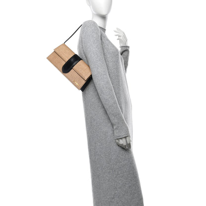 Jacquemus Raffia Smooth Calfskin Le Bambino Long Natural Black 2 of 9