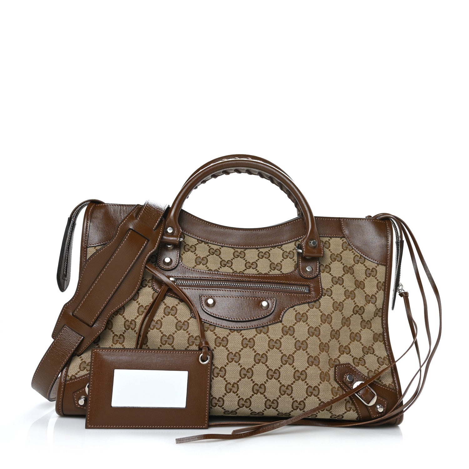 Balenciaga X GUCCI GG Monogram Azalea Calfskin Neo Classic Silver Hardware Medium City Beige Ebony Brown Sugar 1 of 8