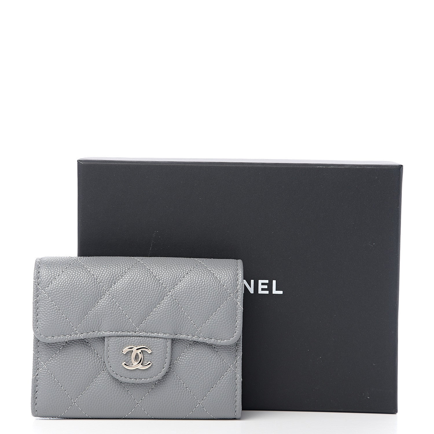 Chanel Caviar Quilted Flap Card Holder Wallet Dark Grey 7 of 7