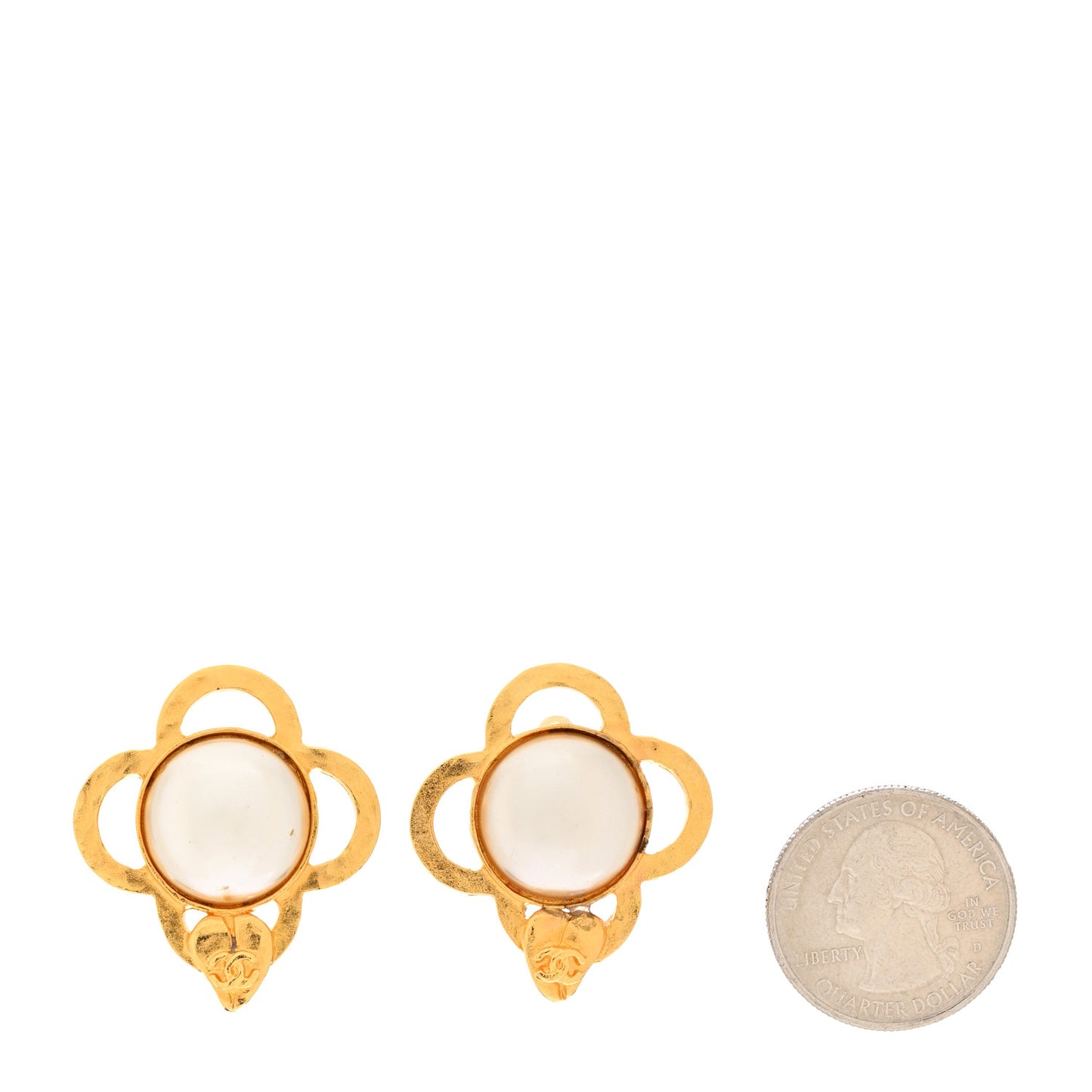 Pearl CC Clip On Earrings Gold