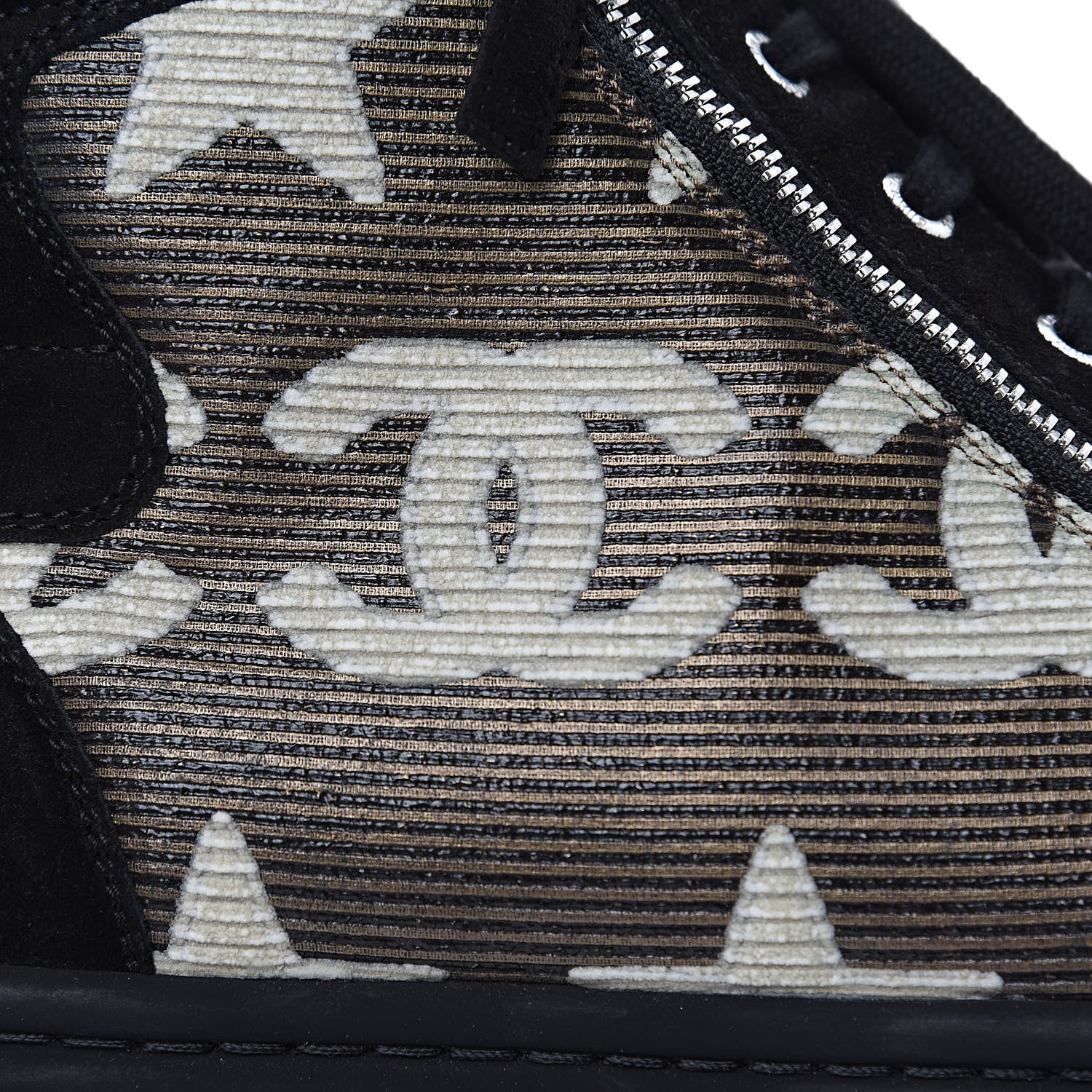 Chanel Suede Mens High Top Sneakers 43 Black Gold 12 of 14