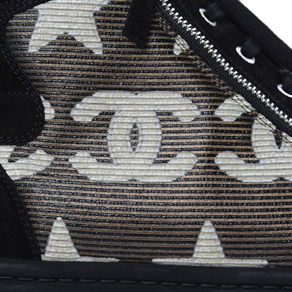 Chanel Suede Mens High Top Sneakers 43 Black Gold 12 of 14