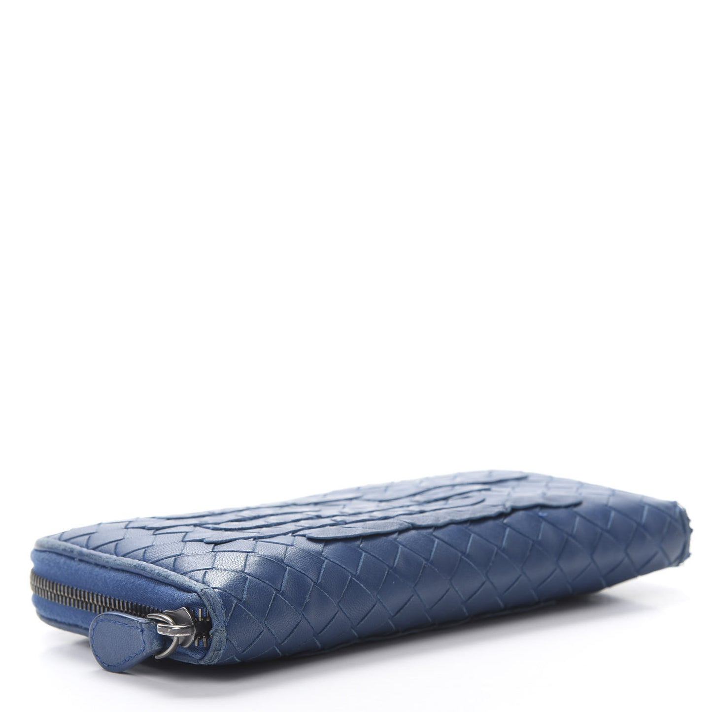 Nappa Intrecciato Zip Around Wallet Blue