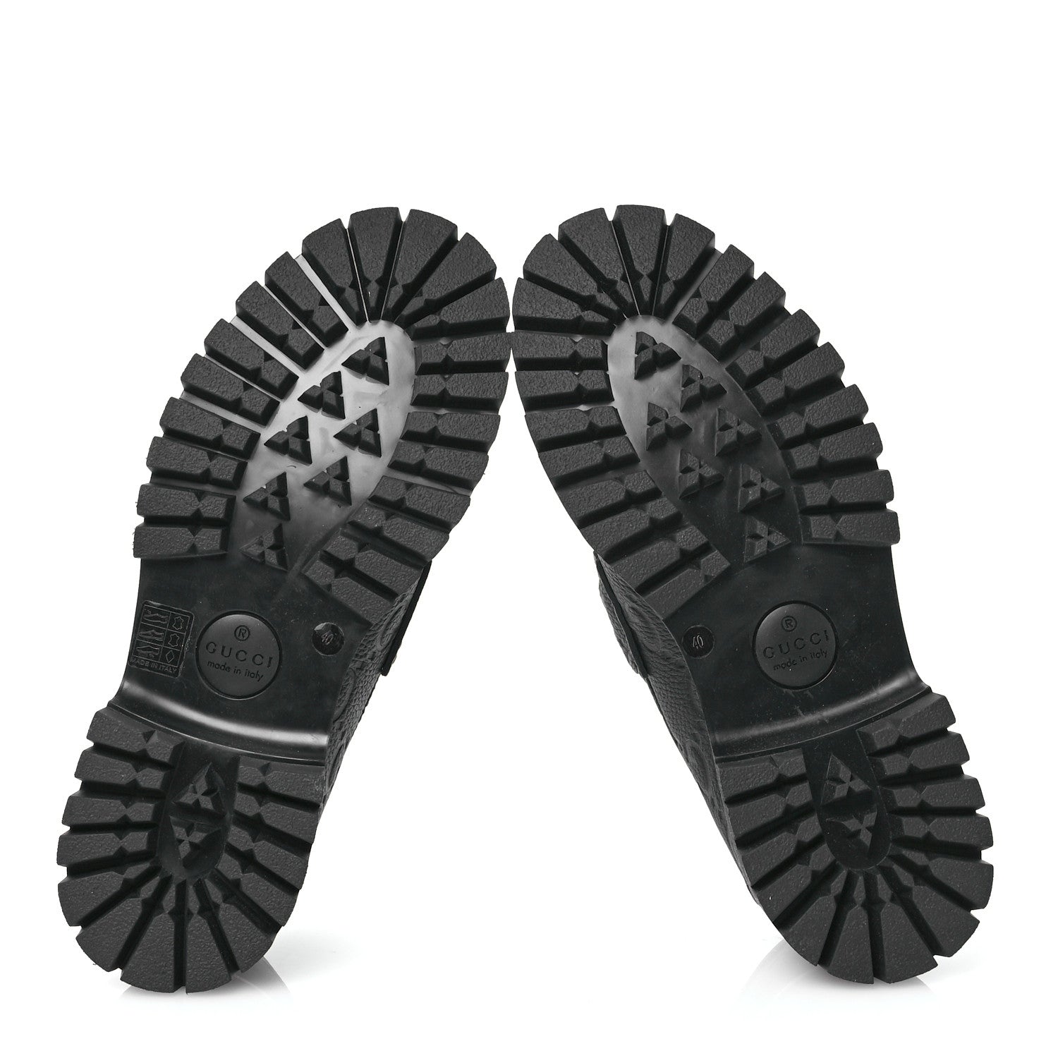 Gucci Piuma Calfskin Embossed Womens Platform Lug Sole Loafers 40 Black 5 of 12