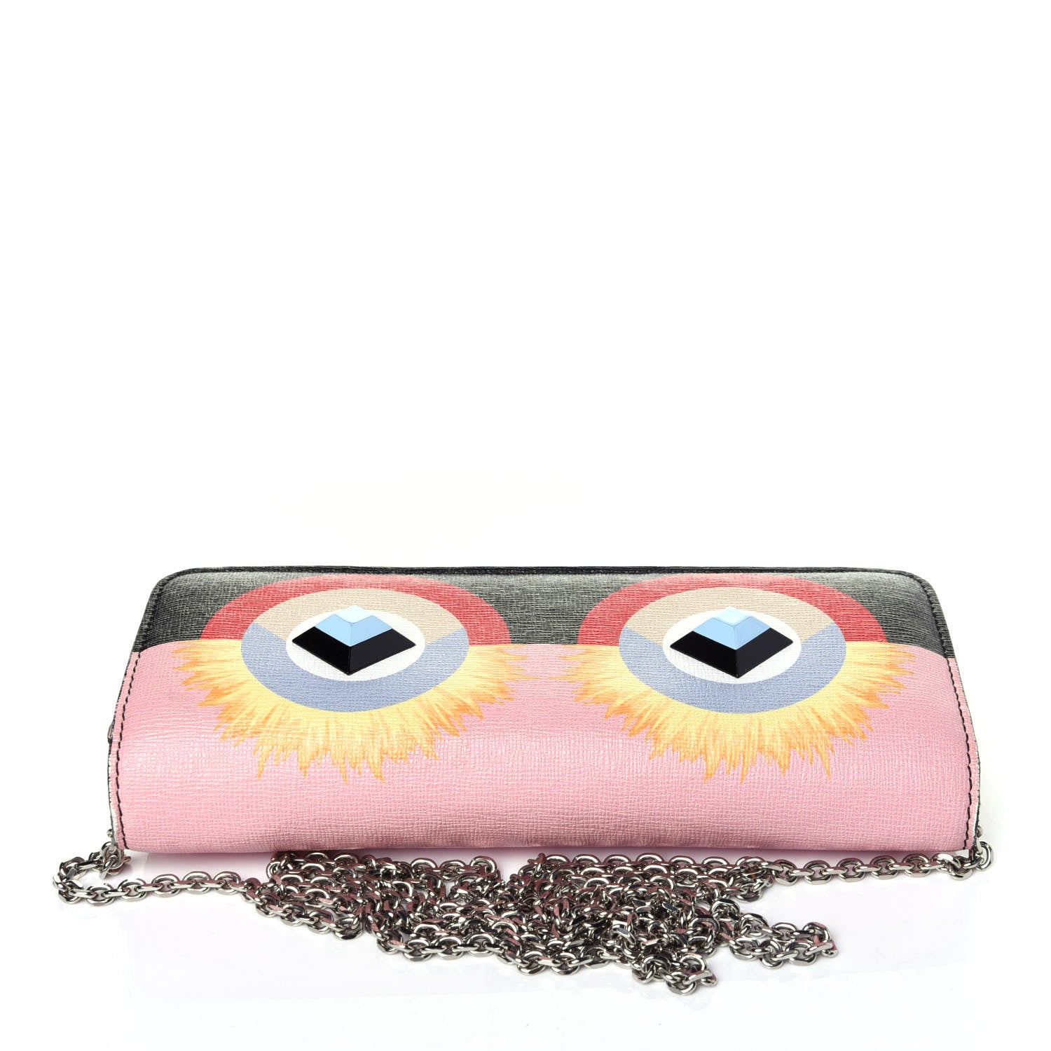 Fendi Vitello Elite Century Hypnoteyes Studded Continental Wallet On Chain Bubblegum Multicolor 11 of 13