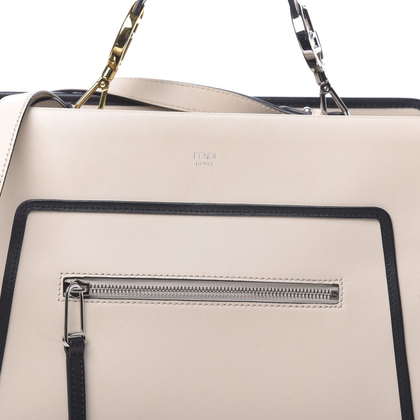 Vitello Century Opaco F is Fendi Bi-Color Regular Runaway Satchel Camelia Black