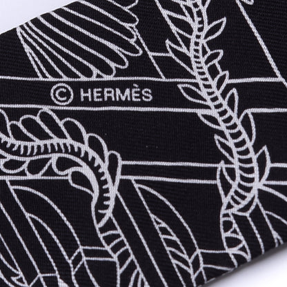 Hermes Silk Animapolis Twilly Black White 4 of 4